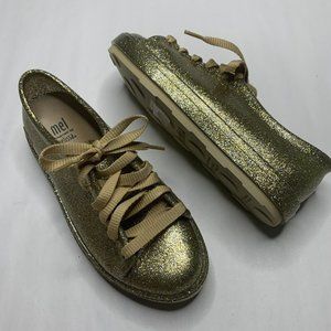 Mel Dreamed By Melissa Gold Glitter Rubber Fashion sneakers